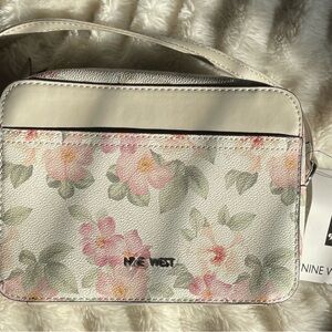 Nine West Floral Crossbody Bag - Cream and Pink